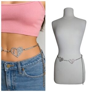 Silver Heart Chain Belt
